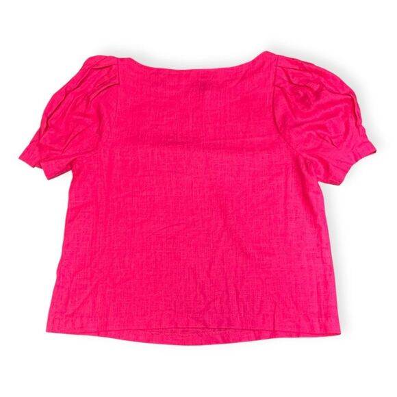 J.O.A. (JUST ONE ANWSER) FOR ANTHROPOLOGIE Women’s Hot Pink Puff Sleeve Blouse S - Picture 2 of 4